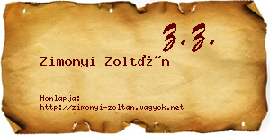 Zimonyi Zoltán névjegykártya
